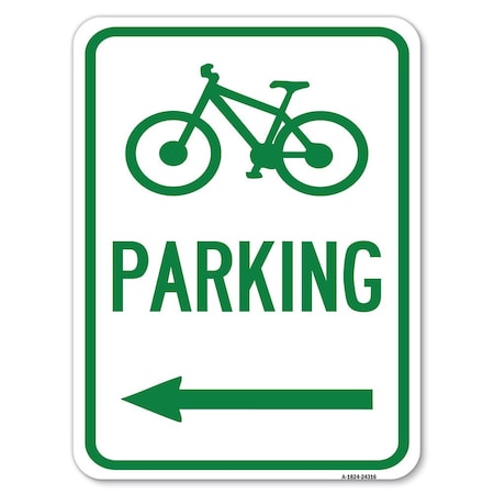 Signmission BicycleParking Left Arrow Heavy-Gauge Aluminum Rust Proof Parking Sign, 18" x 24", A-1824-24316 A-1824-24316